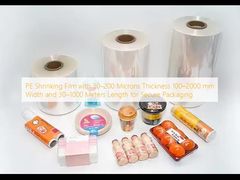 안전 포장을 위한 30–200 미크론 두께, 100–2000 mm 폭 및 30–1000 미터 길이의 PE 수축 필름